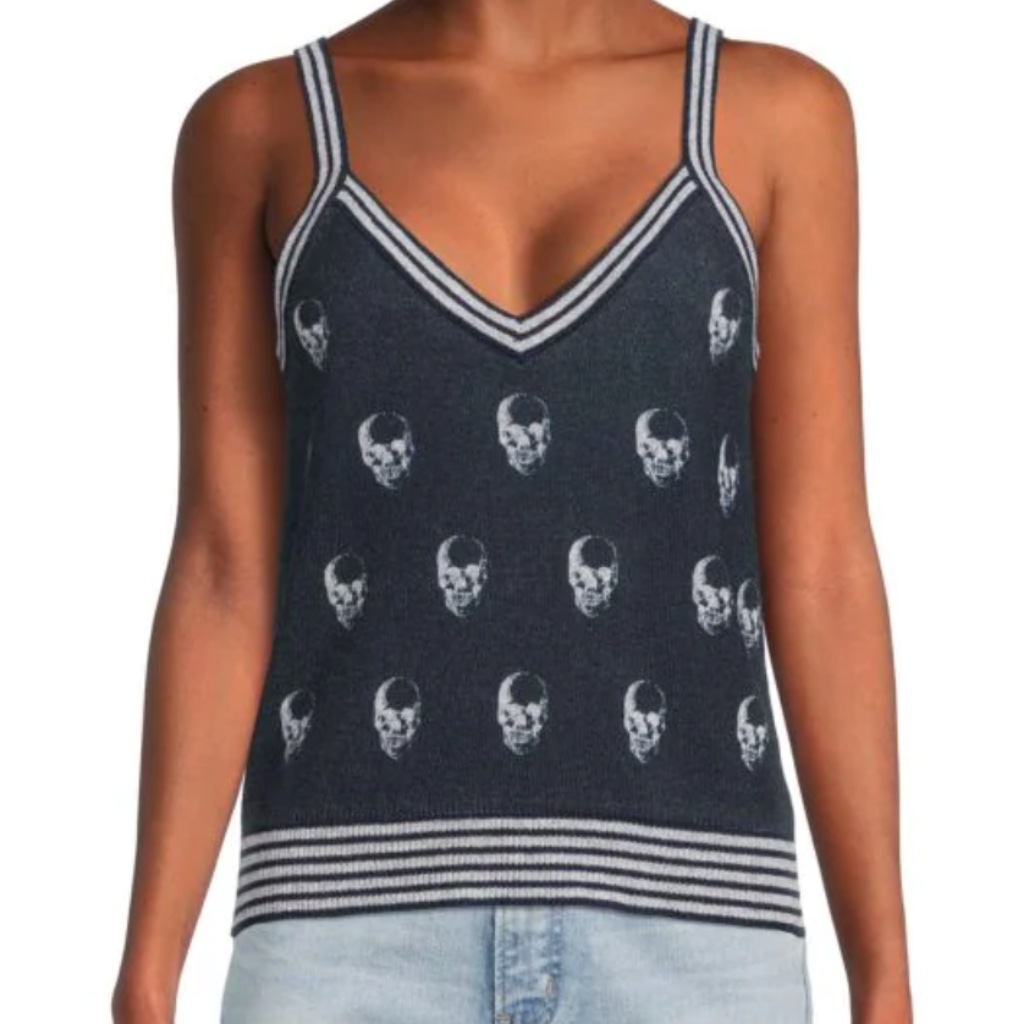 Liana Skull Cashmere Slip Top From Skull Cashmere